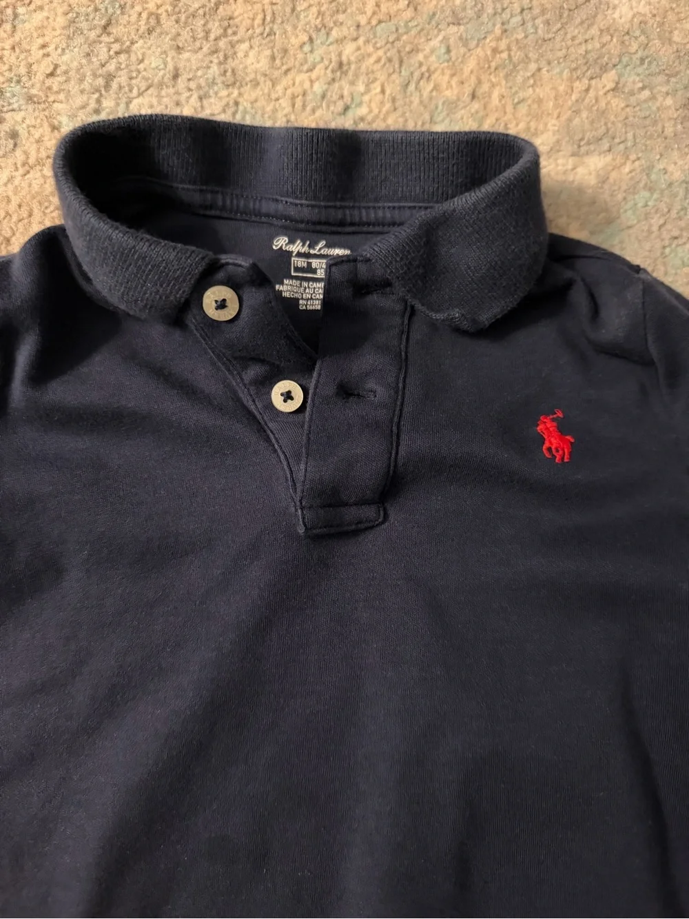 Ralph Lauren Navy Polo Romper with Red Pony